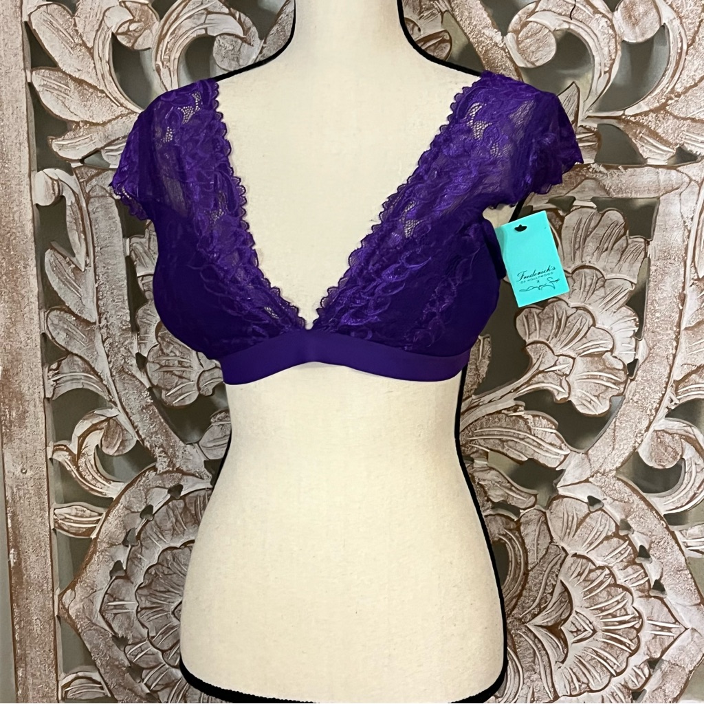 Nwt Fredericks Of Hollywood X Megan Fox Purple Lace Cap Sleeve Bralette Sz L